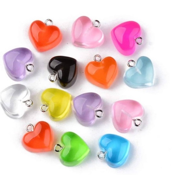 Transparent pink heart earrings handmade new - Picture 4 of 4